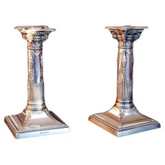 1905 Pair of Candle Holders Neoclassical Corinthian Columns / 372 gr