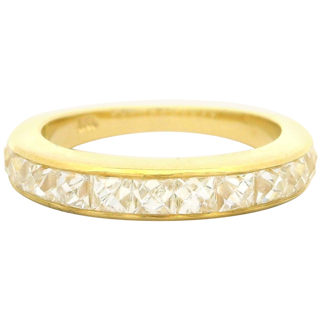 New 18k Yellow Gold 2ctw French Cut Channel Set Diamond Band Ring