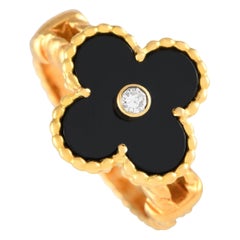 Van Cleef & Arpels Vintage Alhambra 18K Yellow Gold  Black Onyx Ring