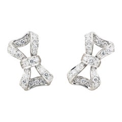 Tiffany & Co. Diamond Platinum Bow Earrings