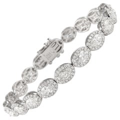 Alexander Beverly Hills Pulsera de tenis de diamantes ovalados de 9,89 ct con halo 18k