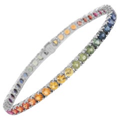 Alexander Beverly Hills Bracciale Tennis con Zaffiro Arcobaleno da 10,23 carati in oro bianco 18 carati