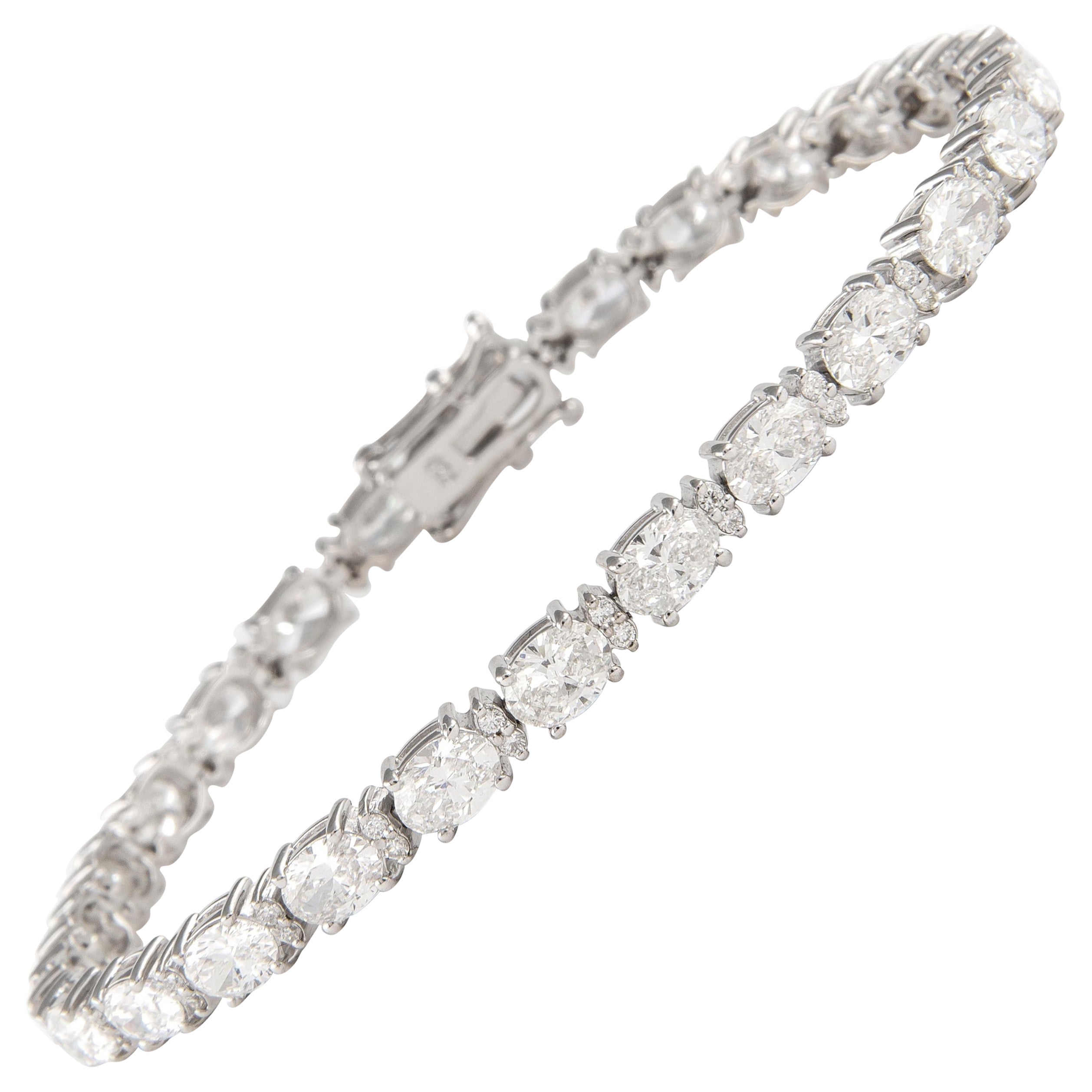 Alexander Beverly Hills - Bracciale tennis est-ovest con diamanti ovali da 8,76 carati - Oro 18 carati in vendita