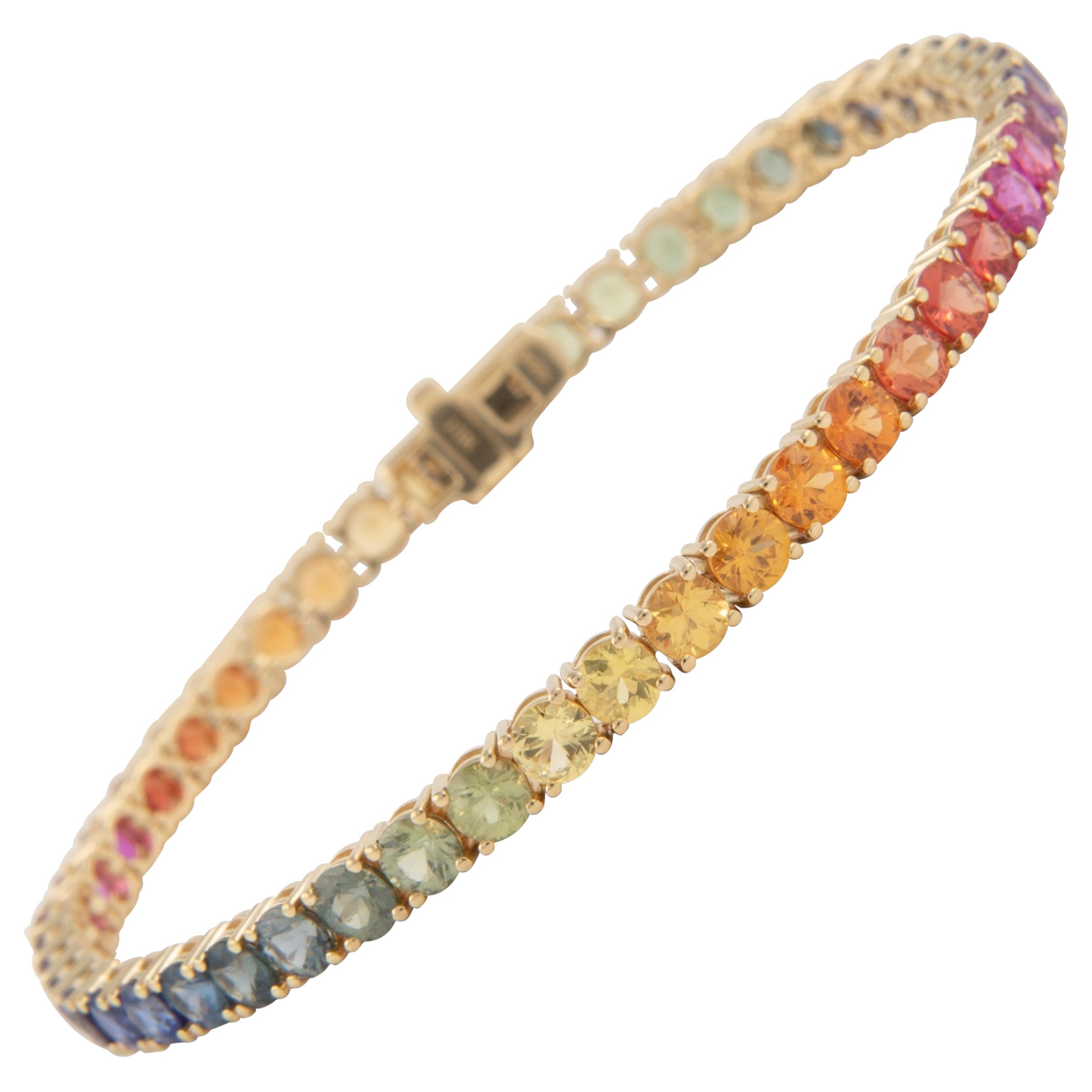 Alexander Beverly Hills - Bracciale tennis con zaffiro arcobaleno da 10,23 carati - Oro giallo 18 carati