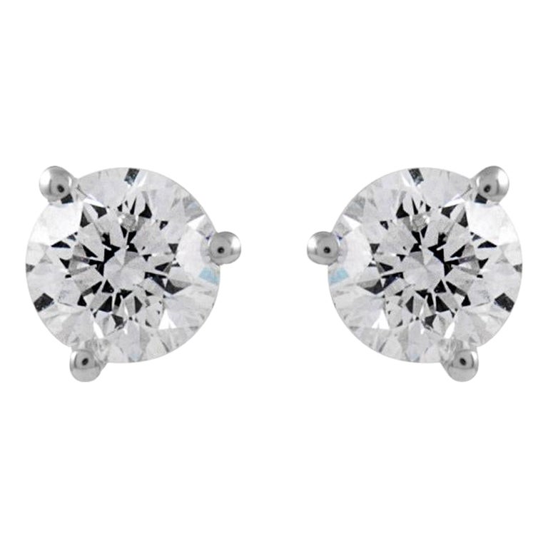 Alexander Beverly Hills 0.61 Carat Diamond 3-Prong Stud Earrings 18k White Gold