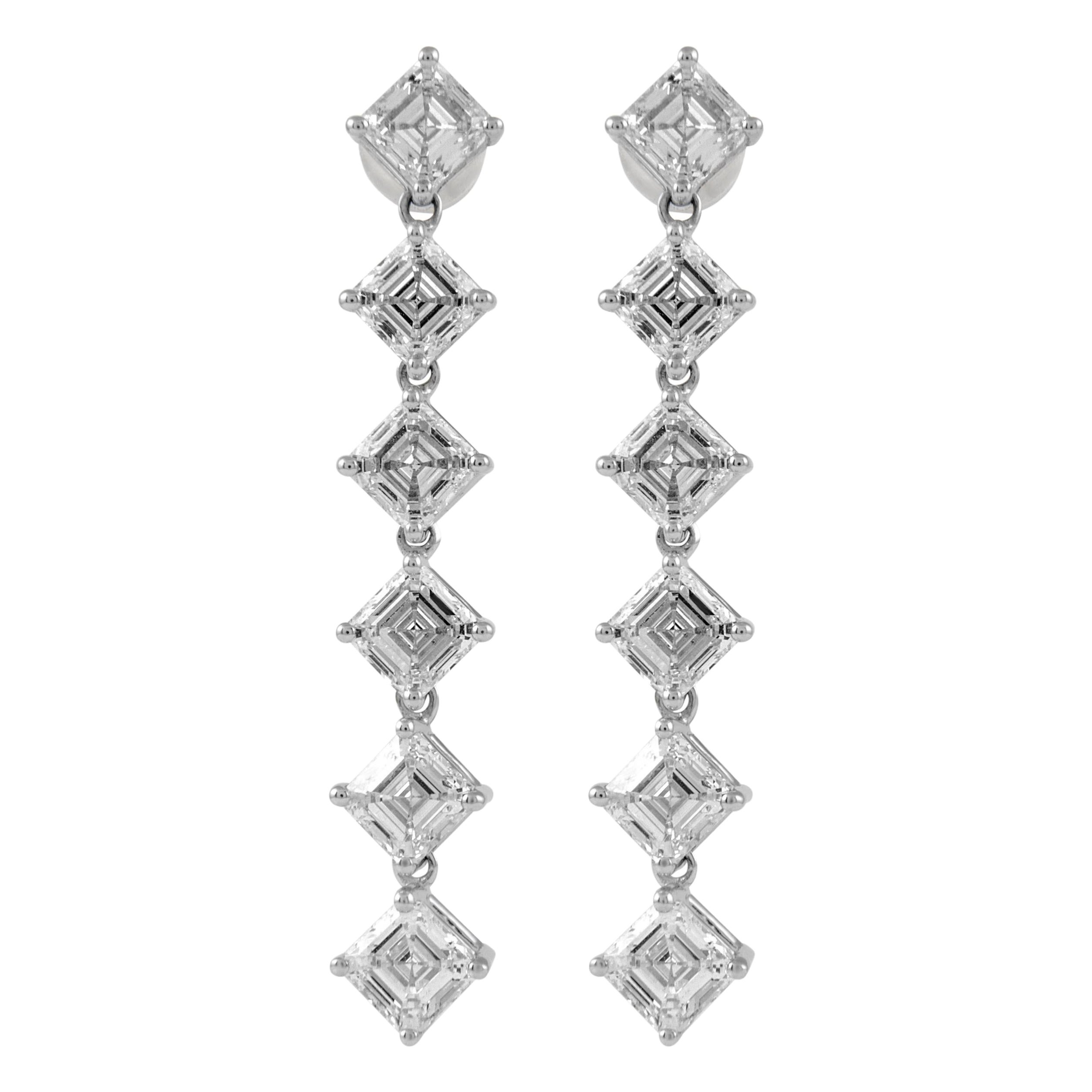 Alexander Beverly Hills All GIA 6.02ct Asscher Cut Diamond Drop Earrings 18k