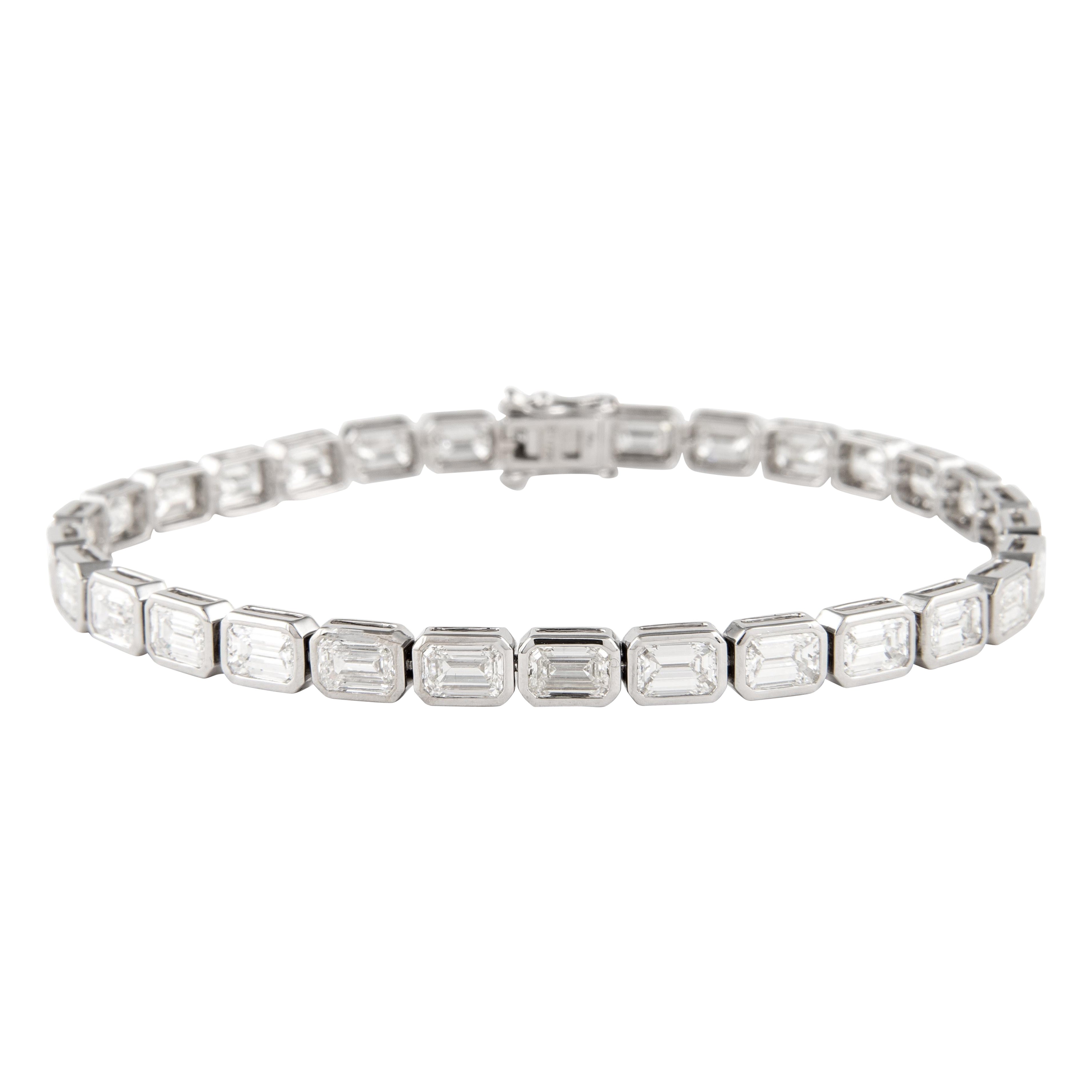 Alexander Beverly Hills 10,08 diamanti taglio smeraldo Bracciale Est-Ovest 18k