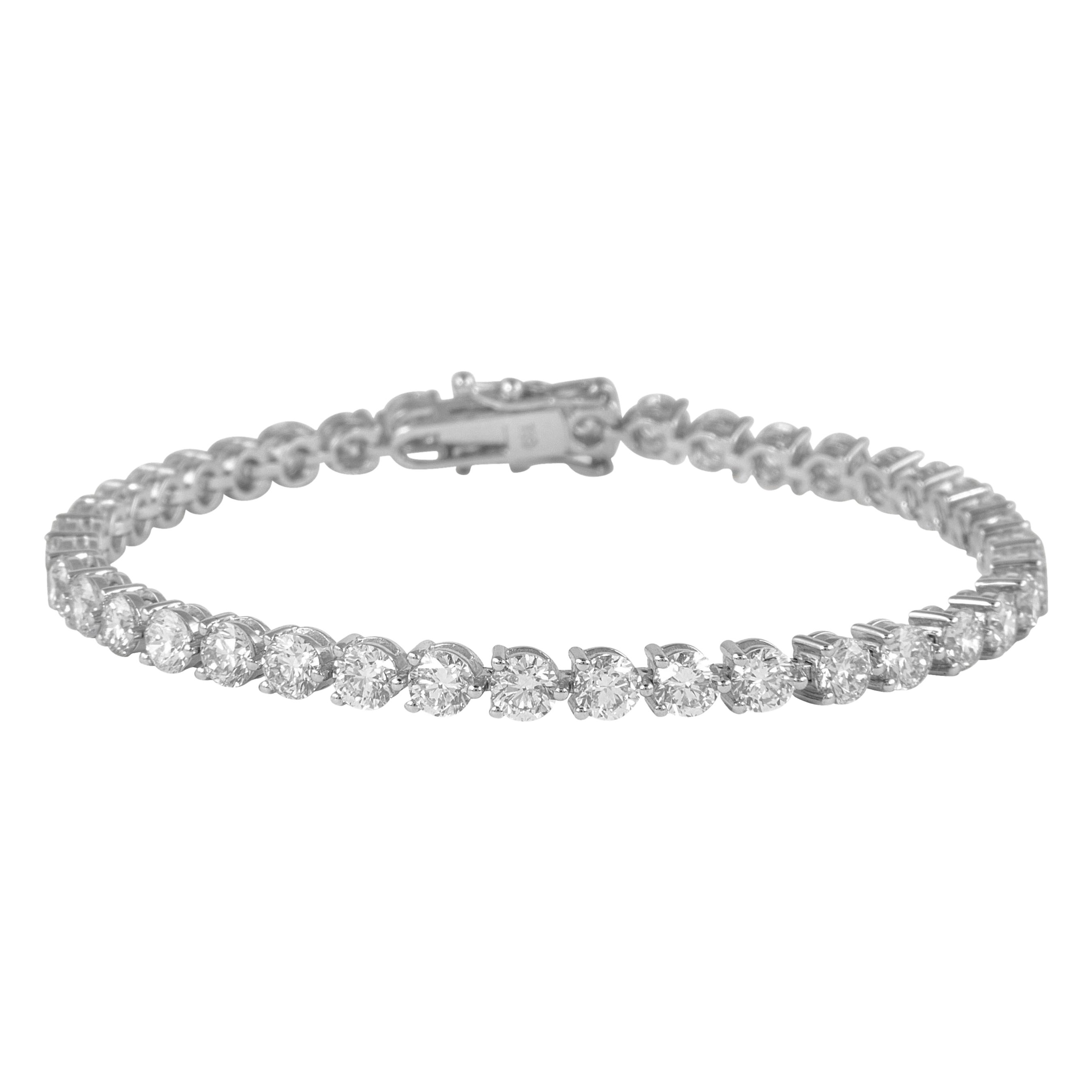 Alexander Beverly Hills Bracelet tennis à 3 griffes en or blanc 18 carats et diamants 9,28 carats