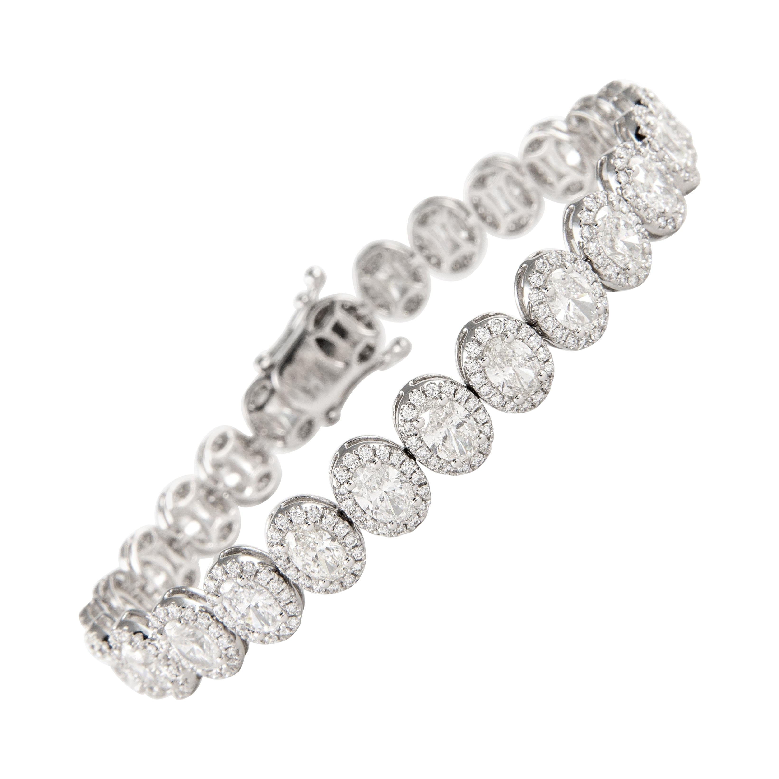 Alexander Beverly Hills 9.89ct Oval Diamond Tennis Bracelet with Halo 18k