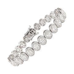 Alexander Beverly Hills Pulsera de tenis de diamantes ovalados de 9,89 ct con halo 18k