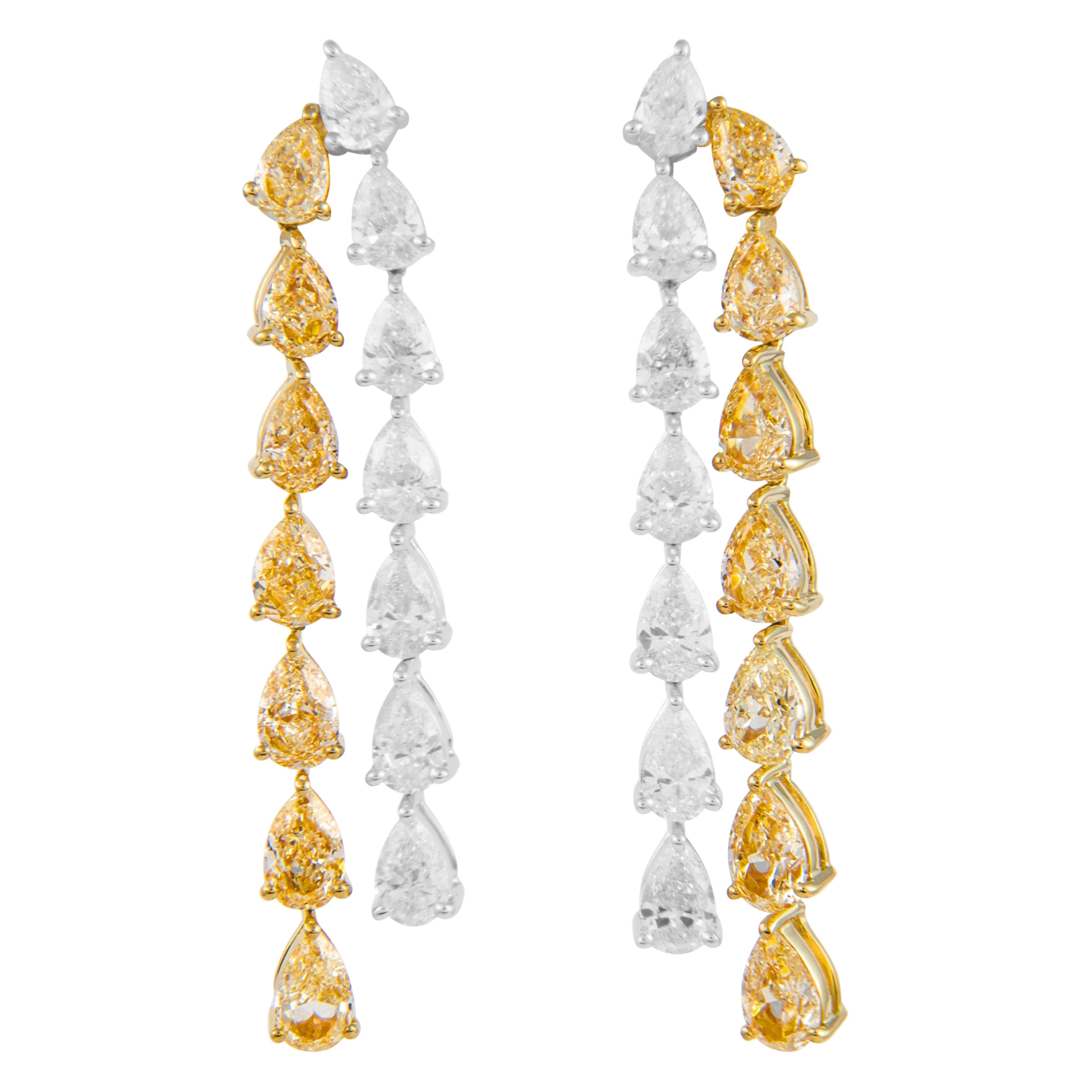 Alexander Beverly Hills 8.66ct Fancy Yellow & White Diamond Drop Earrings 18k