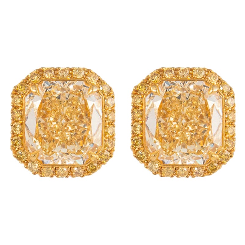 Alexander Beverly Hills GIA 9.05ct Fancy Intense Yellow Diamond Stud Earrings