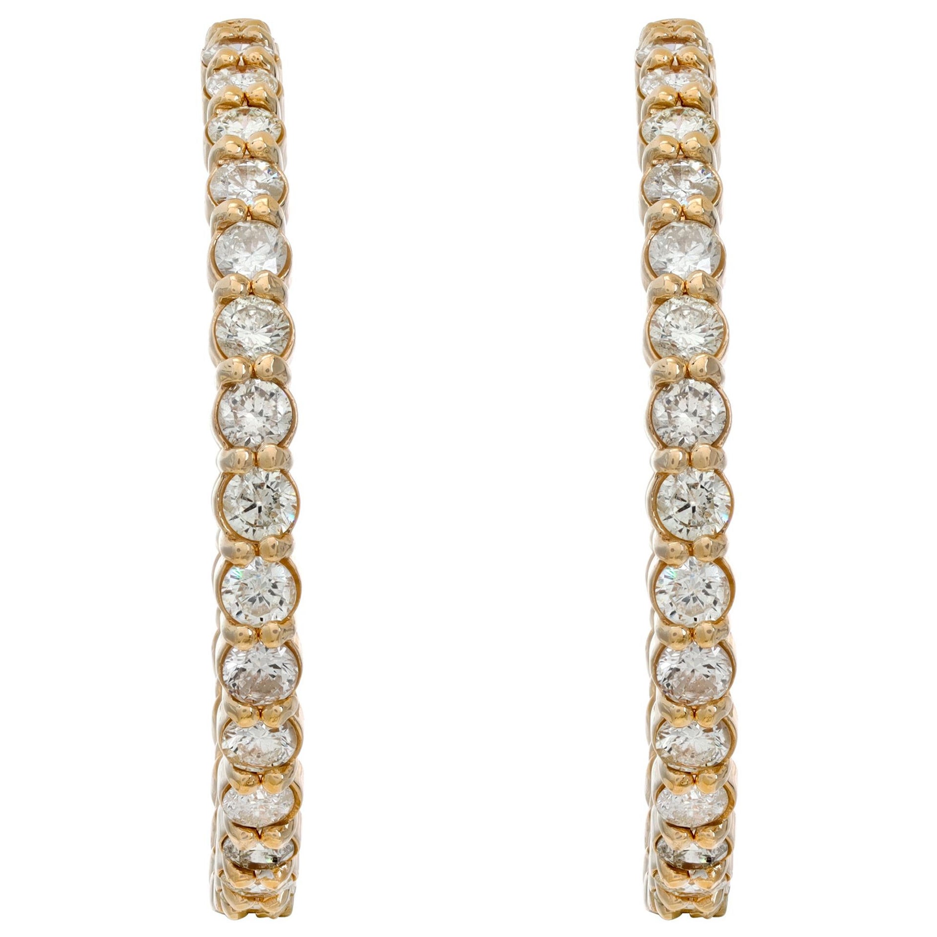 14K yellow gold Diamonds hoop earrings