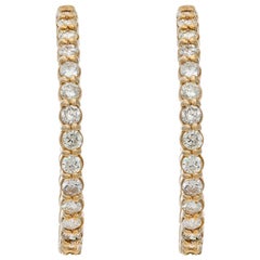14K yellow gold Diamonds hoop earrings