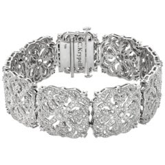 18k white gold Charles Krypell diamond floral amulet bracelet