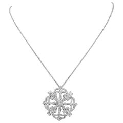 18k white gold Charles Krypell diamond Floral Amulet pendant necklace