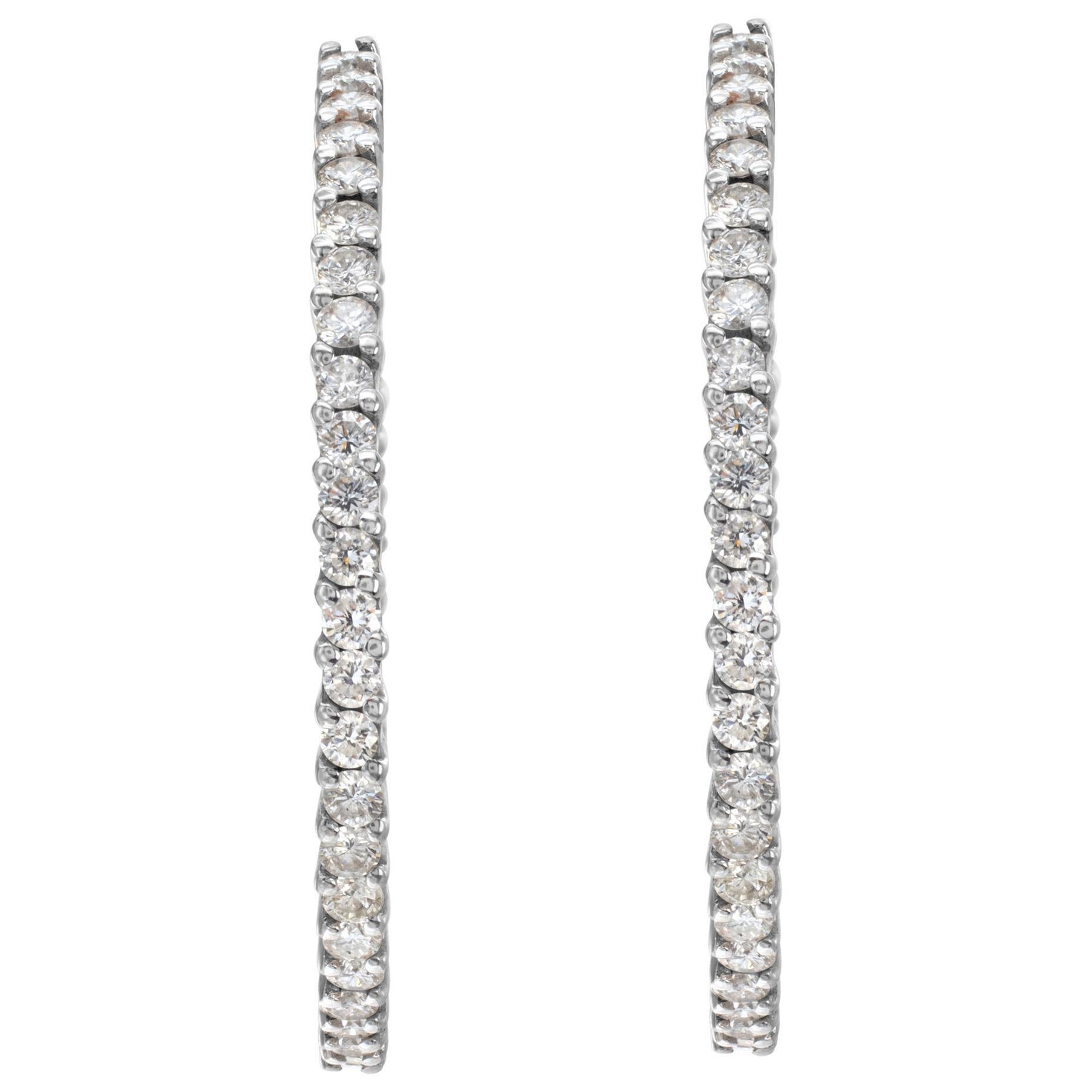 18k white gold diamond hoop earings