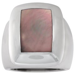 18K white gold Van Cleef & Arpels Babylon collection Abalone dome ring