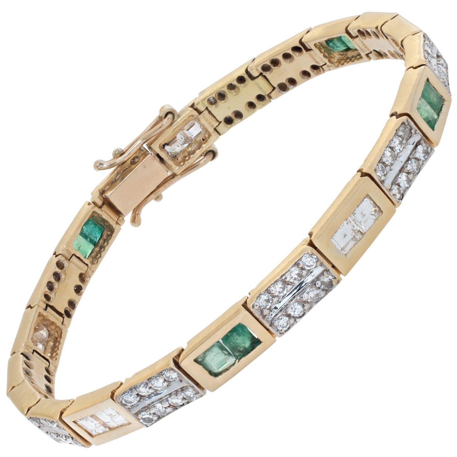 14k yellow gold Diamonds & Emerald bracelet