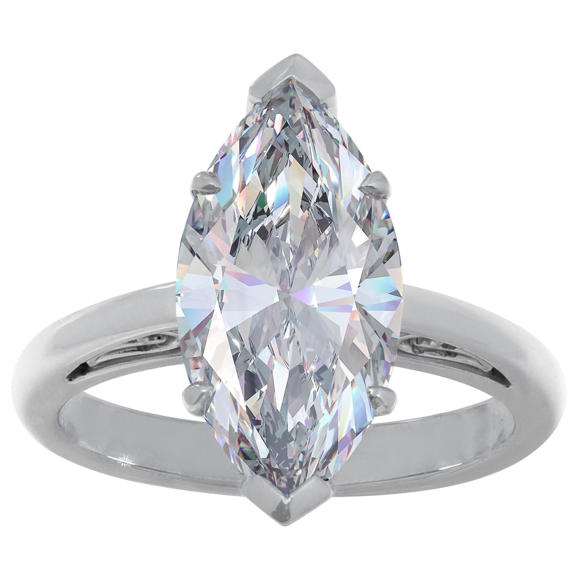 Platinum GIA certified Marquise cut diamond ring