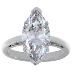 Platinum GIA certified Marquise cut diamond ring