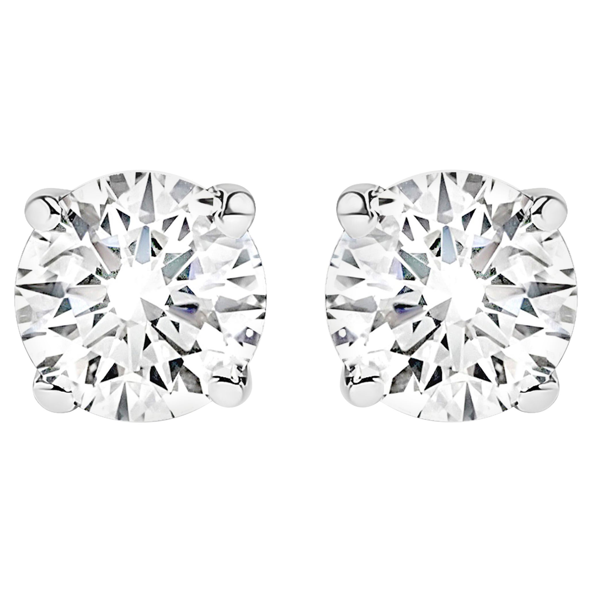 IGI Certified 14K White Gold 1.0 Cttw Solitaire Natural Diamond Stud Earrings