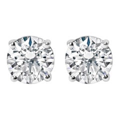 Orecchini con diamanti solitari in oro bianco 14 carati certificati IGI da 1,0 ct.