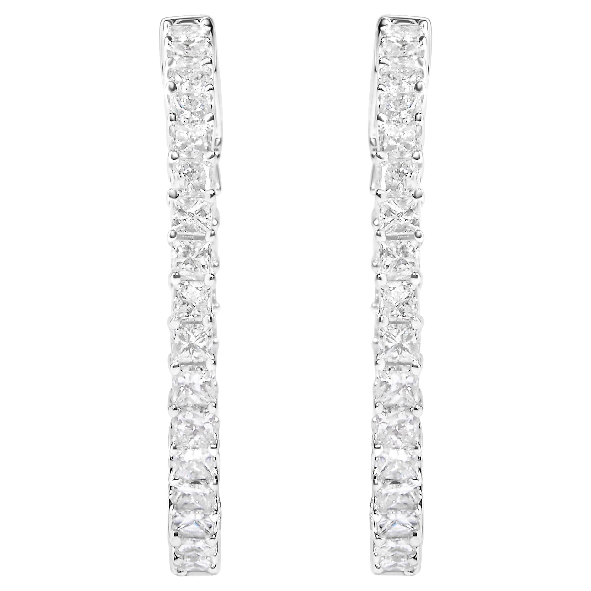 Boucles d'oreilles en or blanc 14 carats 3.0 cttw diamant taille princesse Inside Out