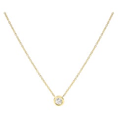 10K Yellow Gold 1/5 Carat Diamond Modern Solitaire Pendant Necklace