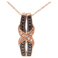 10K Rose Gold 1/4ct Weiß & Brown Diamant Unendlichkeit Twist Anhänger Halskette