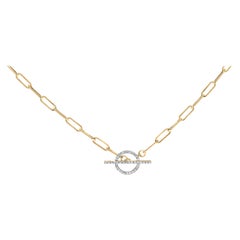 Collar de eslabones con cierre de palanca y diamantes 1/4 qt de oro amarillo de 14 quilates