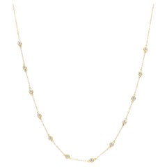 Collana con stazione di diamanti in oro giallo 10K (1 cttw, colore J-K, purezza I1-I2)