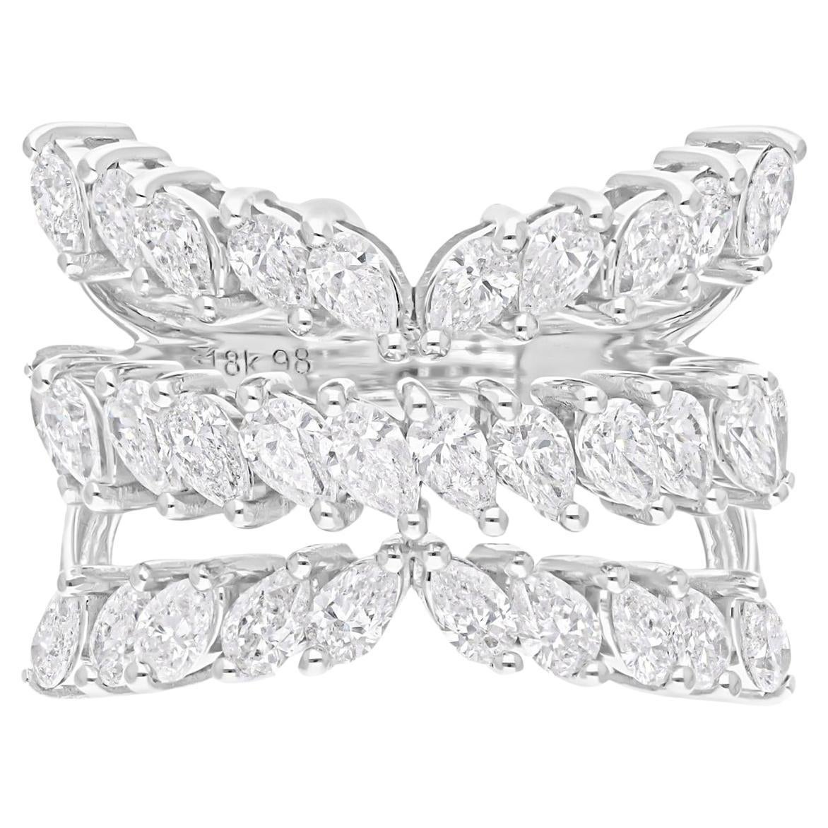 Real 2.38 Carat SI/H Pear Brilliant Cut Diamond Ring 14 Karat White Gold Jewelry
