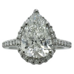 1.52ct GIA Certified Natural Pear Cut Diamond VVS1 G Platinum Halo Cluster Ring
