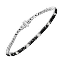 .925 Sterling Silber 5.0 Cttw Schwarzes und weißes Diamant-Tennisarmband