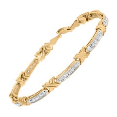 Bracelet en or jaune 10K à maillons en X et diamant 1/2 Cttw (couleur I-J, pureté I1-I2)