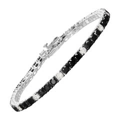 .925 Sterling Silber 8,0 Cttw Schwarzes und weißes Diamant-Tennisarmband