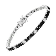 .925 Sterlingsilber 10.0 Karattw Schwarzes und weißes Diamant-Tennisarmband