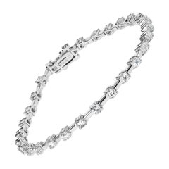 Bracelet de tennis en or blanc 14K avec barre et lien en diamant 2.00 Cttw