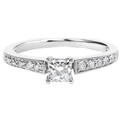14K White Gold Diamond 1/2 Cttw Princess Cut Diamond Engagement Ring