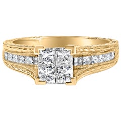 14K Gelbgold 1,0 Karat Gesamtkaratgewicht Prinzessin-Komposit Diamant-Verlobungsring