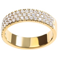 14K Yellow Gold Pave Set 3/4 Cttw Multi Row Diamond Band Ring