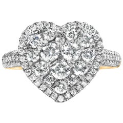 14K Yellow Gold 1 1/2 Cttw Diamond Heart Shaped Composite Ring