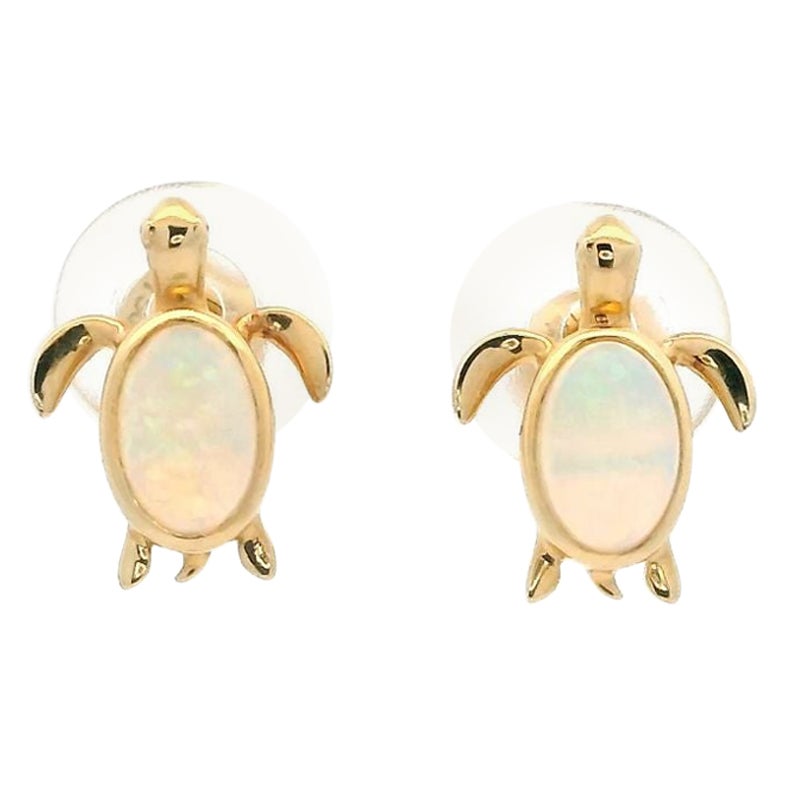 A Pair of Opal Turtle Stud Earrings in 18 Karat Yellow Gold