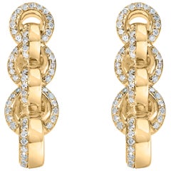 Boucles d'oreilles pendantes en or jaune 14 carats plaqué argent avec diamants 3/4 carat