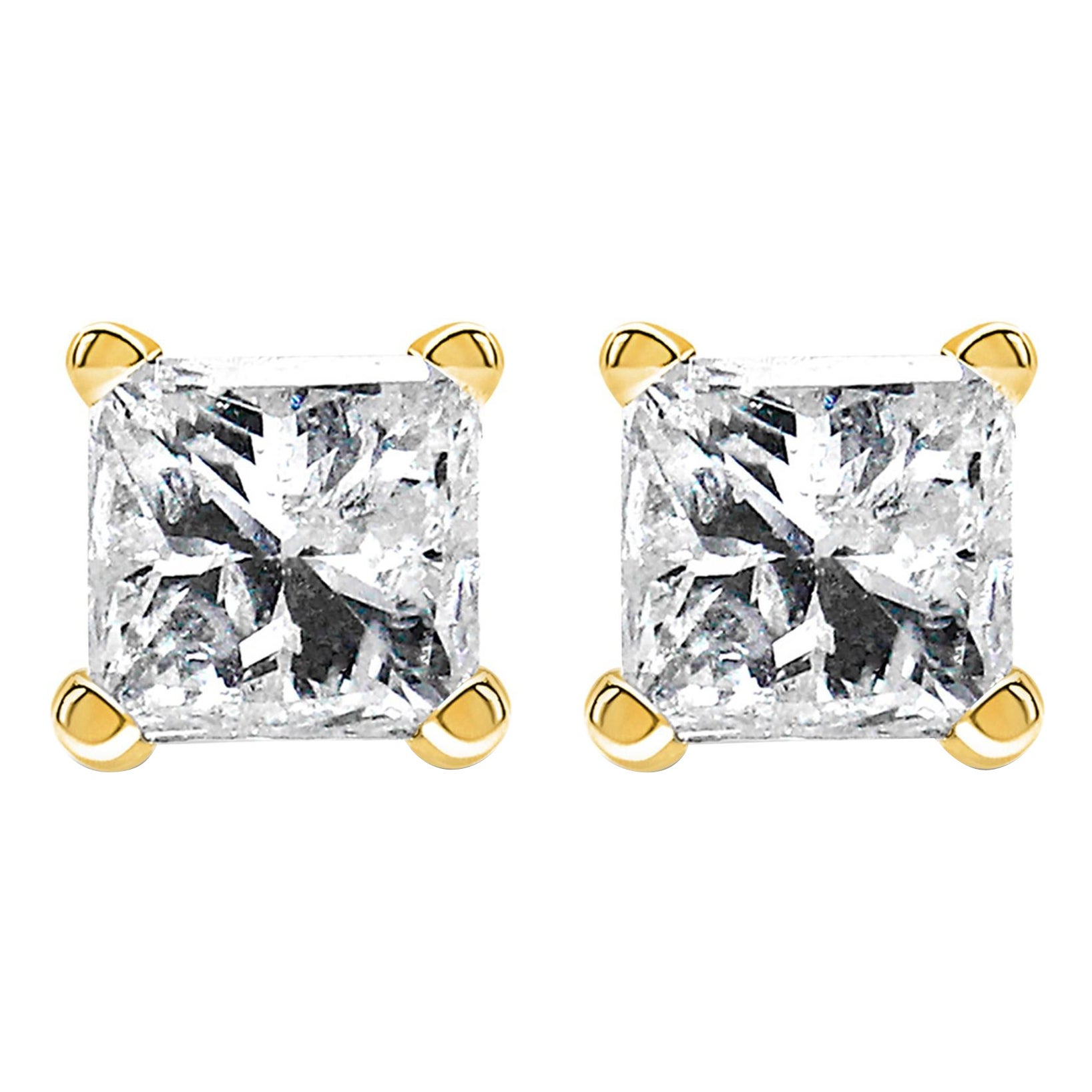 IGI Certified 14k Yellow Gold 1/3 cttw Solitaire Diamond Push Back Stud Earrings