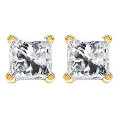 IGI Certified 14k Yellow Gold 1/3 cttw Solitaire Diamond Push Back Stud Earrings