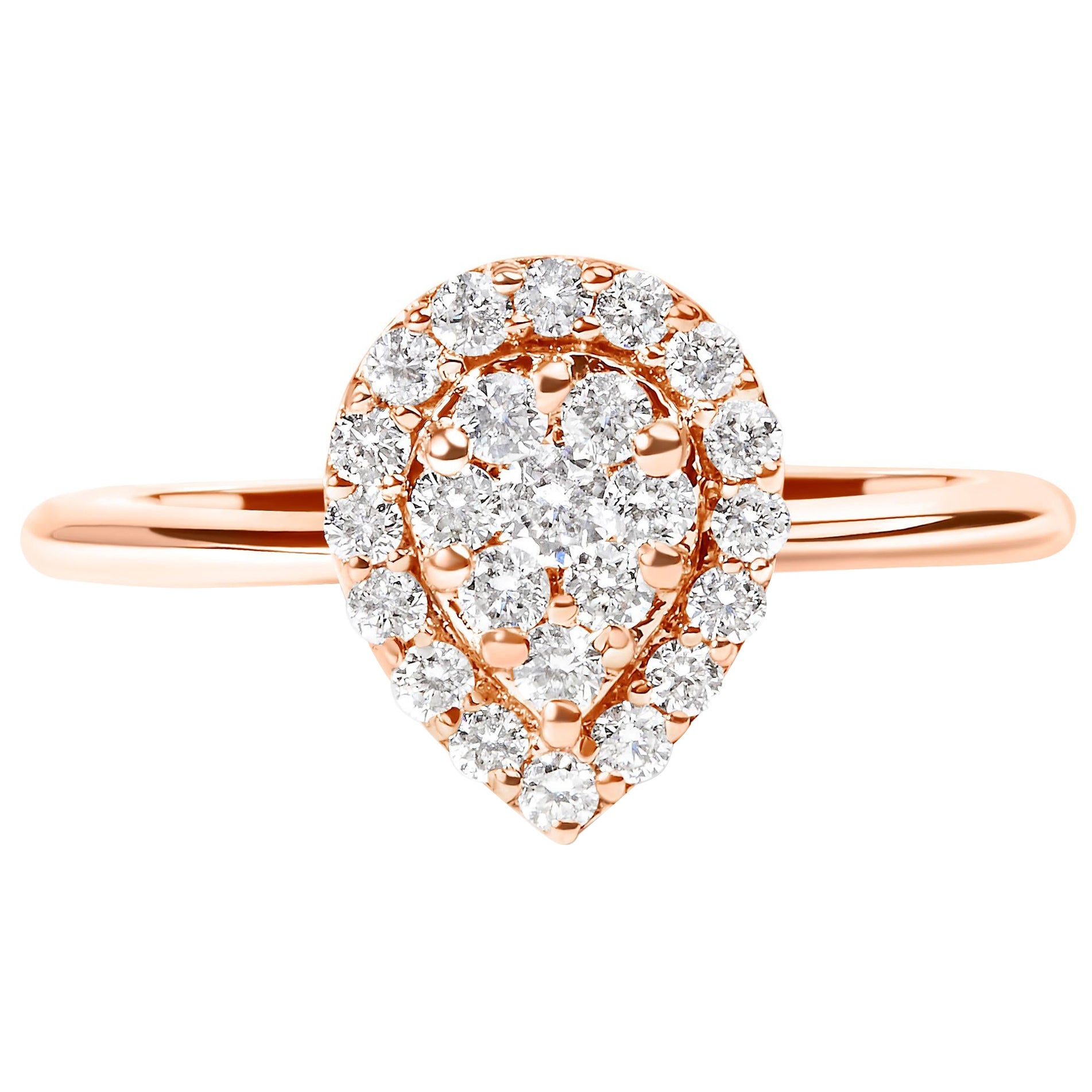 10K Rose Gold 3/8 Cttw Composite Diamond Pear Shaped Halo Promise Ring