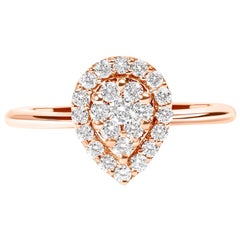 Anillo de Promesa en forma de Halo con Diamante Compuesto de 3/8 Cttw en Oro Rosa de 10K