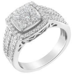 10K Weißgold 1,0 Karat Gesamtkaratgewicht Diamant-Cluster-Ring